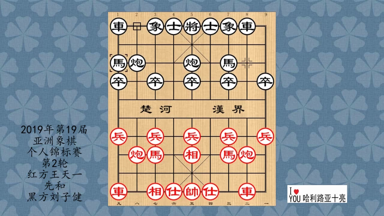2019年第19届亚洲象棋个人锦标赛第2轮,王天一先和刘子健